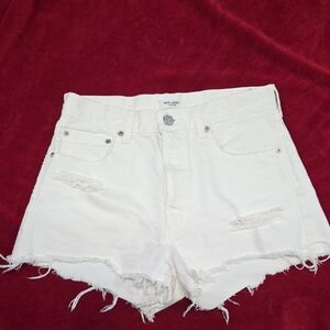 Moussy White Distressed Jean Shorts